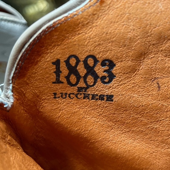 Lucchese Vintage  Floral Embroidered Cream Boots Size 7 - Picture 6 of 10